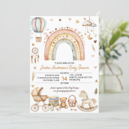 Boho Rainbow Watercolor Baby Shower Inbjudningar