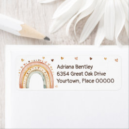 Boho Rainbow Watercolor Baby Shower Returadress Returadress Etikett