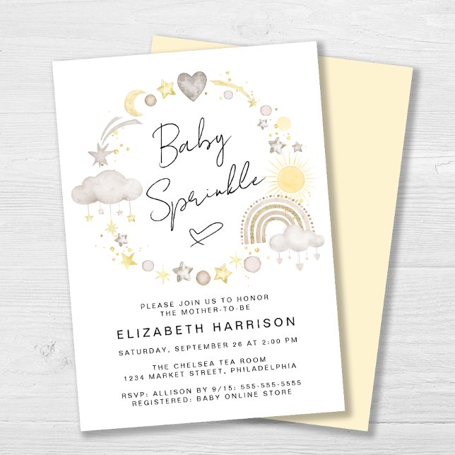 Boho Rainbow Watercolor Baby Sprinkle Inbjudningar (Skapare uppladdad)
