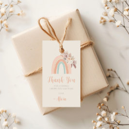 Boho Rainbow Watercolor First Birthday Tack Presentetikett