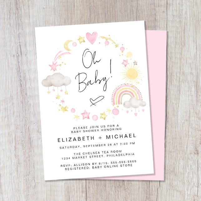 Boho Rainbow Watercolor Flicka Par Shower Inbjudningar (Skapare uppladdad)