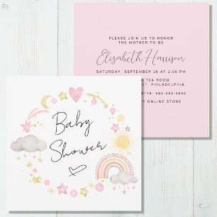 Boho Rainbow Watercolor Flicka Shower Inbjudningar
