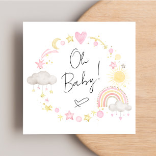 Boho Rainbow Watercolor Flicka Shower Inbjudningar
