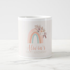 Boho Rainbow Watercolor Första födelsedag Jumbo Mugg