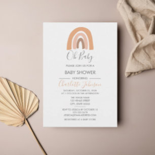 Boho Rainbow Watercolor Girl Baby Shower Inbjudningar