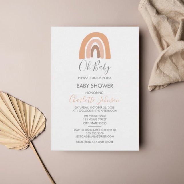 Boho Rainbow Watercolor Girl Baby Shower Inbjudningar (Skapare uppladdad)