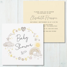 Boho Rainbow Watercolor Gult Baby Shower