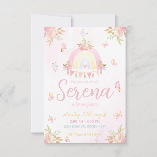 Boho Rainbow Watercolor Invitation (Framsida)