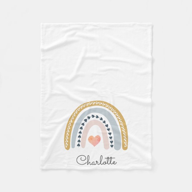 Boho Rainbow Watercolor Nursery Fleecefilt (Framsidan)