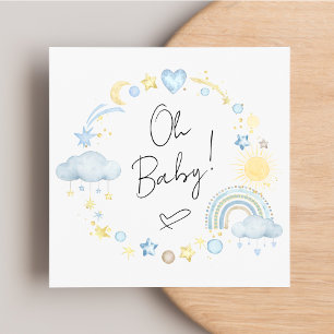 Boho Rainbow Watercolor Pojke Shower Inbjudningar