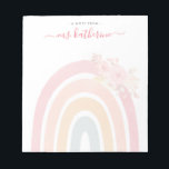 Boho Rainbow Watercolor Rosa Blommigt Teacher's Anteckningsblock<br><div class="desc">Cute Boho Rainbow med Watercolor Rosa Blommigt kaffe mugg perfekt som en gåva till lärare.</div>