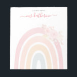 Boho Rainbow Watercolor Rosa Blommigt Teacher's Anteckningsblock<br><div class="desc">Cute Boho Rainbow med Watercolor Rosa Blommigt kaffe mugg perfekt som en gåva till lärare.</div>