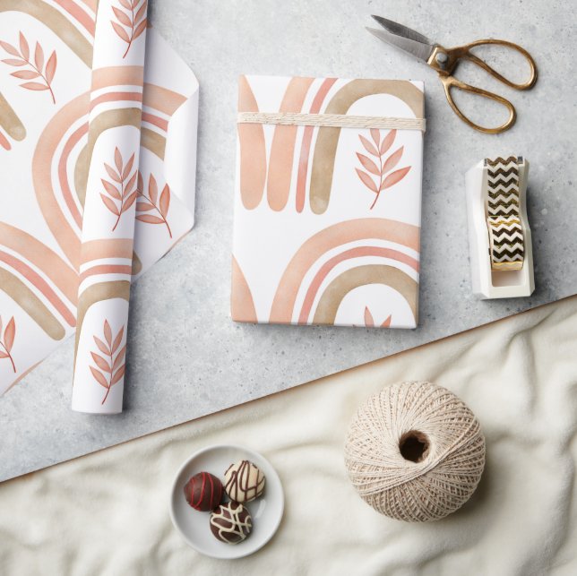 Boho Rainbow White, Rosa och Grönt Girls Presentpapper (Hantverk)