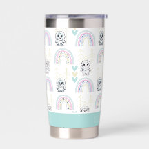 Boho Rainbow with Pastel Hearts Cute Yeti