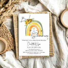 Boho Rainbow with SunblommBaby Shower Inbjudningar