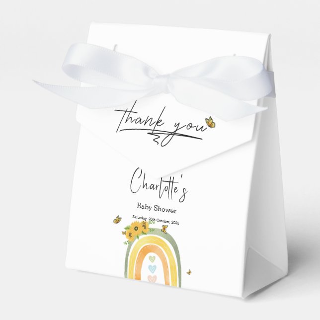 Boho Rainbow with SunblommBaby Shower Presentaskar (Framsidan Sidan)