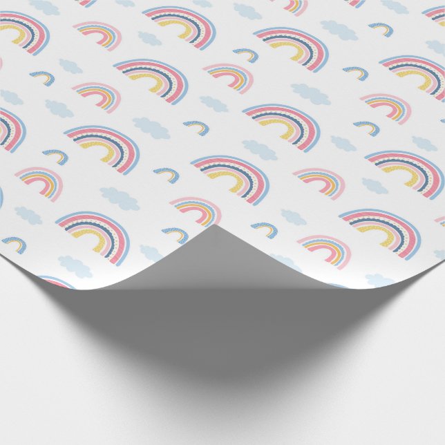 Boho Rainbows Rosa Blue Söt Presentpapper (Hörn)