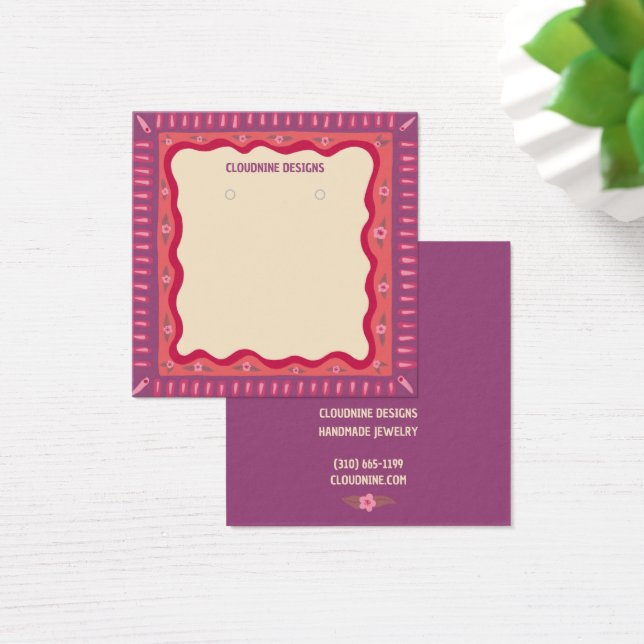 Boho Ram Earring Necklace Jewelry Visning Card Fyrkantigt Visitkort (Skivbord)
