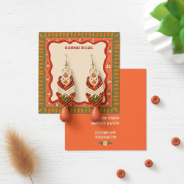 Boho Ram Earring Necklace Jewelry Visning Card Fyrkantigt Visitkort