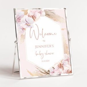 Boho ram pampas-bebisduschen välkomnas poster