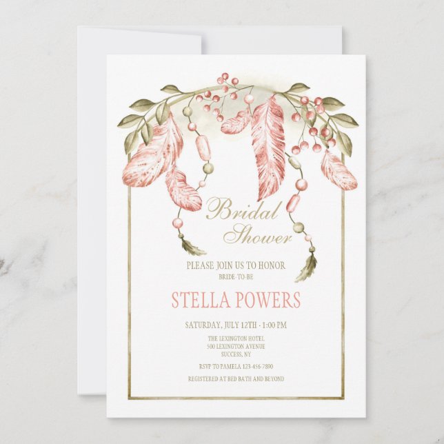 Boho Ram Shower Inbjudningar (Framsida)