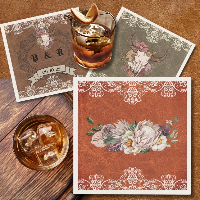 Boho Ranch Blommigt Bröllop Papper Cocktail Napkin Pappersservett (Skapare uppladdad)