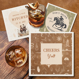Boho Ranch Bröllop Cheers Papper Cocktail Napkin Pappersservett