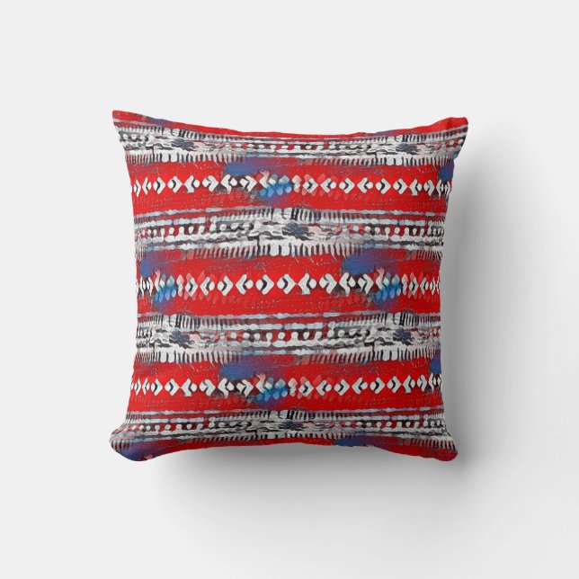 Boho Rand 4:e juli Red White och Blue Kudde (Framsida)