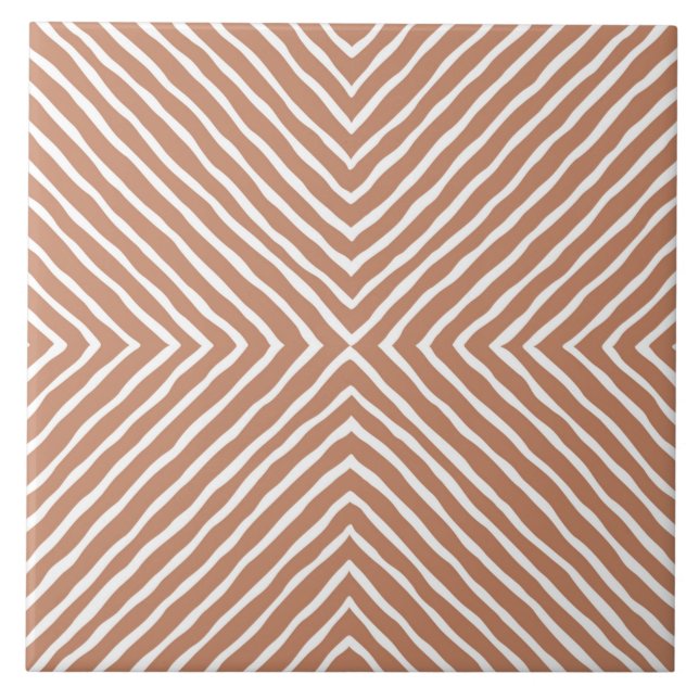 Boho Rand Mönster (Terracotta och White) Kakelplatta (Framsidan)