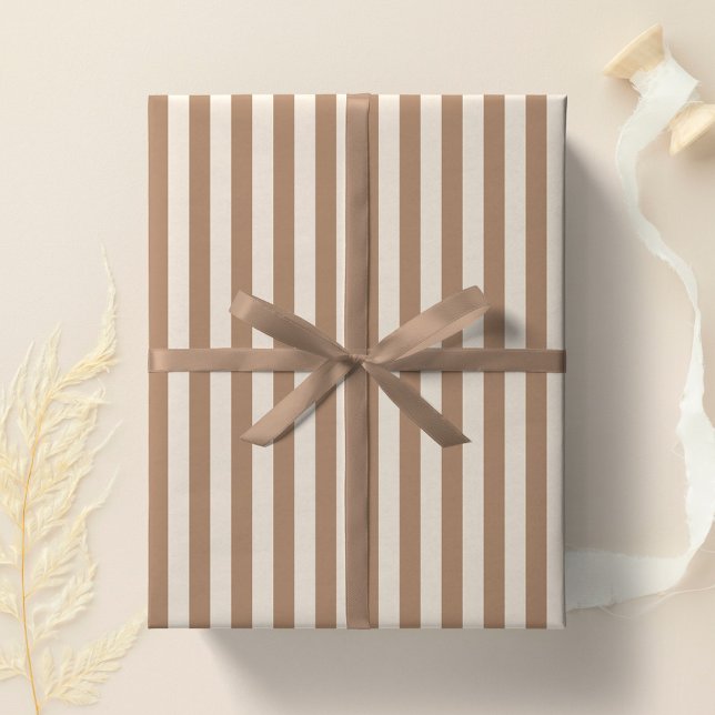 Boho-randig randig neutral minimalistisk jordtoner presentpapper (Skapare uppladdad)