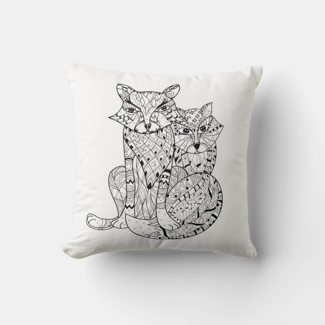 Boho rävklotter kudde (Framsida)
