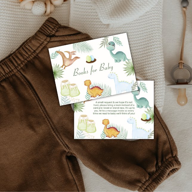 Boho Rawr Vulkan Dinosaur Böcker För Baby Shower  Tilläggskort (Boho Rawr Volcano Dinosaur Books For Baby Shower Enclosure Card)