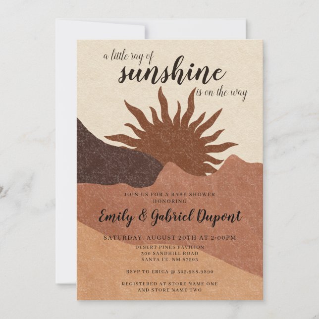 Boho Ray of Sunshine Baby Shower-inbjudan Inbjudningar (Framsida)