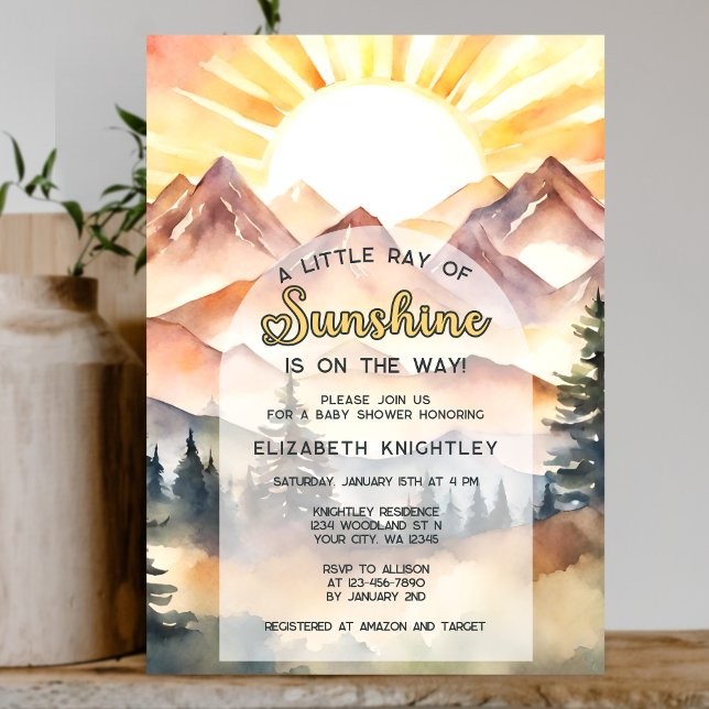Boho Ray of Sunshine Nature Mountain Baby Shower Inbjudningar (Skapare uppladdad)