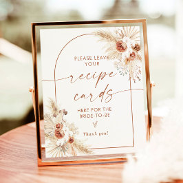 Boho Recept Cards-skylt | Terracotta Pampas Grass Poster