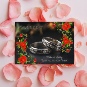 Boho Red Decorative Flowers Bröllop Spara Datumet