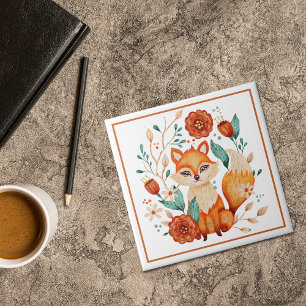Boho Red Fox med blommor och Löv Kakelplatta