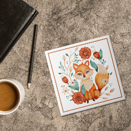 Boho Red Fox med blommor och Löv Kakelplatta