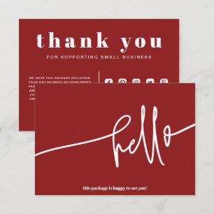Boho Red Hej Tack Order Small Business Tilläggskort