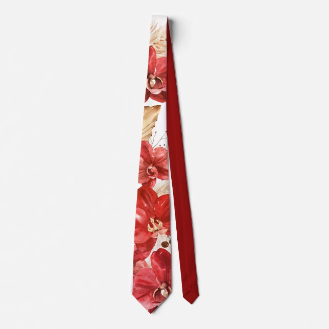 Boho Red Orchid & Torkade gräs Tie Slips (Framsida)