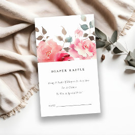 Boho Red Rosa ros Flora Diaper Raffle Baby Shower Tilläggskort
