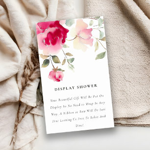 Boho Red Rosa ros Flora Visning Baby Shower Tilläggskort