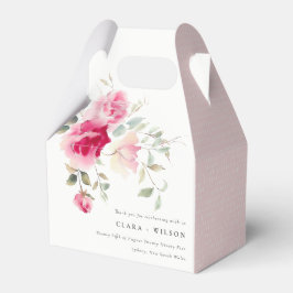 Boho Red Rosa ros Flowers Watercolor Bröllop Presentaskar