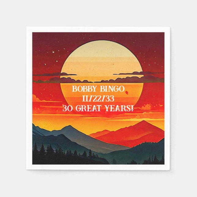 BOHO RED SUNSET Design Pappersservett (Framsidan)