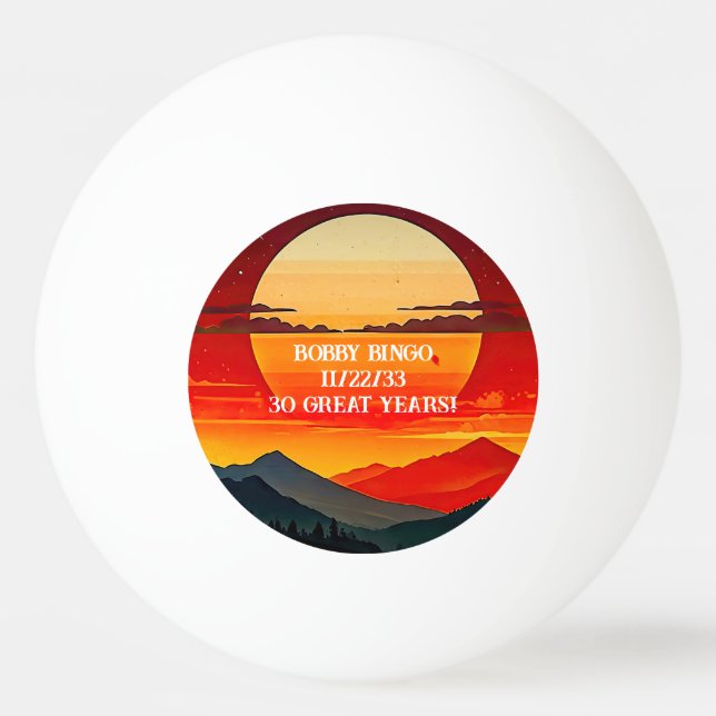 BOHO RED SUNSET Design Pingisboll (Framsidan)