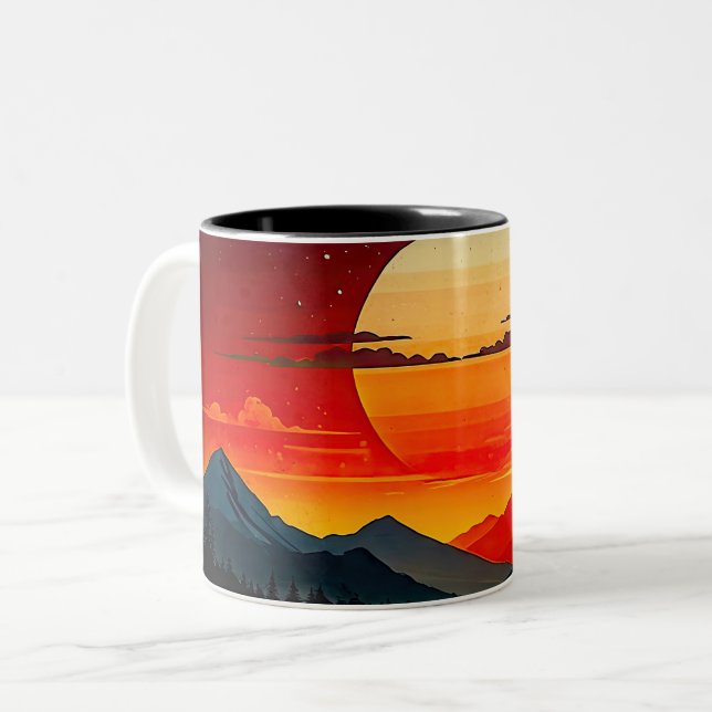 BOHO RED SUNSET Design Två-Tonad Mugg (Framsida vänster)