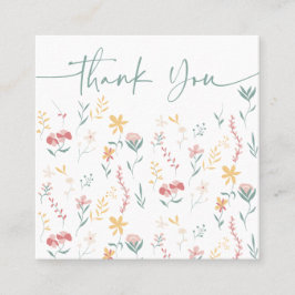 Boho, redigerbart blommönster, tack fyrkantigt visitkort