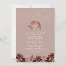 Boho regnbåge akvarell baby shower inbjudan