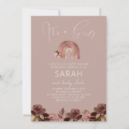 Boho regnbåge akvarell baby shower inbjudan