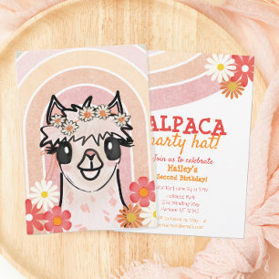 Boho regnbåge alpaca födelsedag inbjudningar